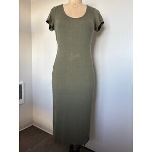 Marine Layer Olive Green Ribbed Lined Bodycon Maxi Dress L